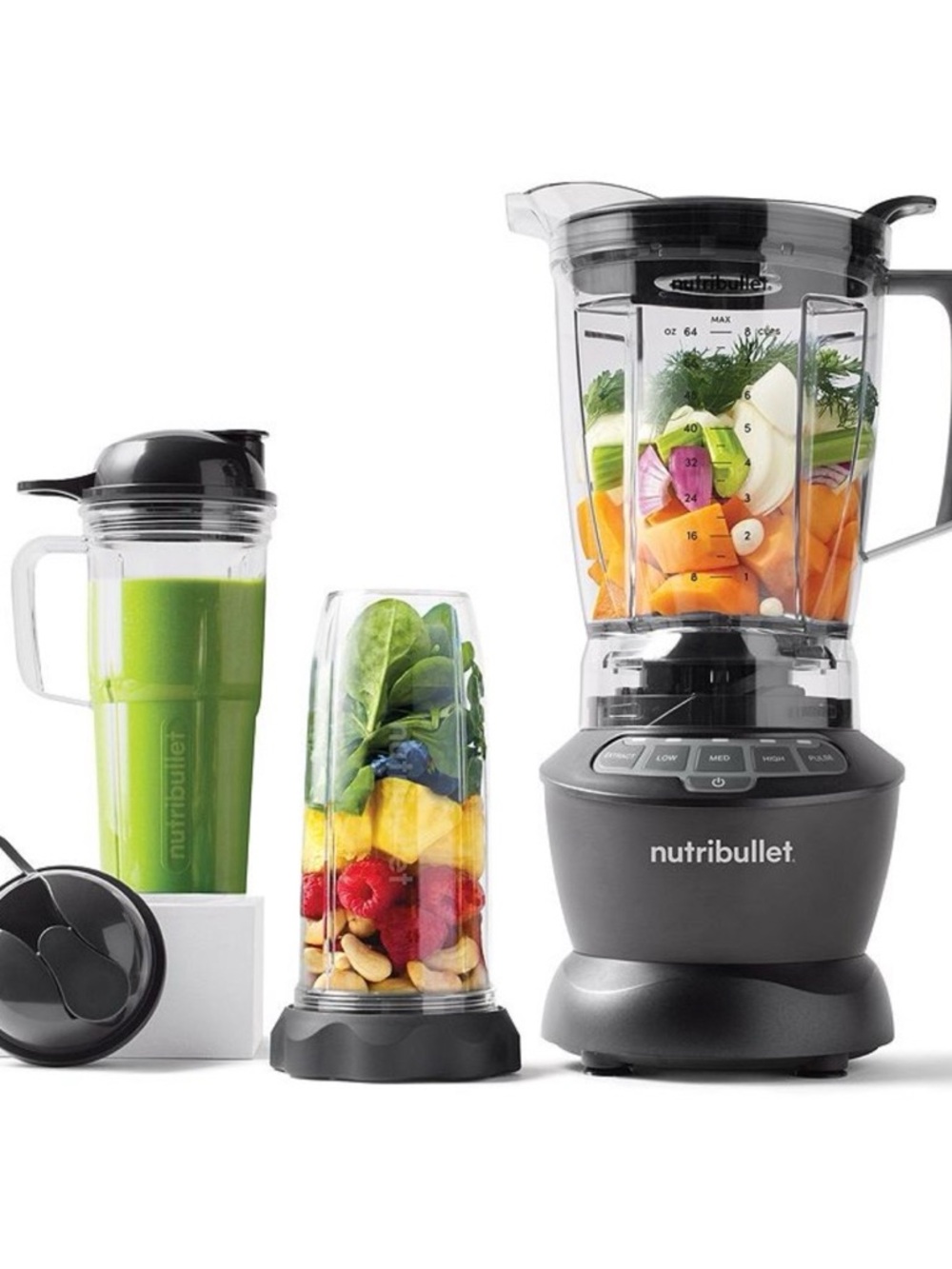 NutriBullet 1200 Watt Blender Combo with Single Serve Cups NBF50500 Gray